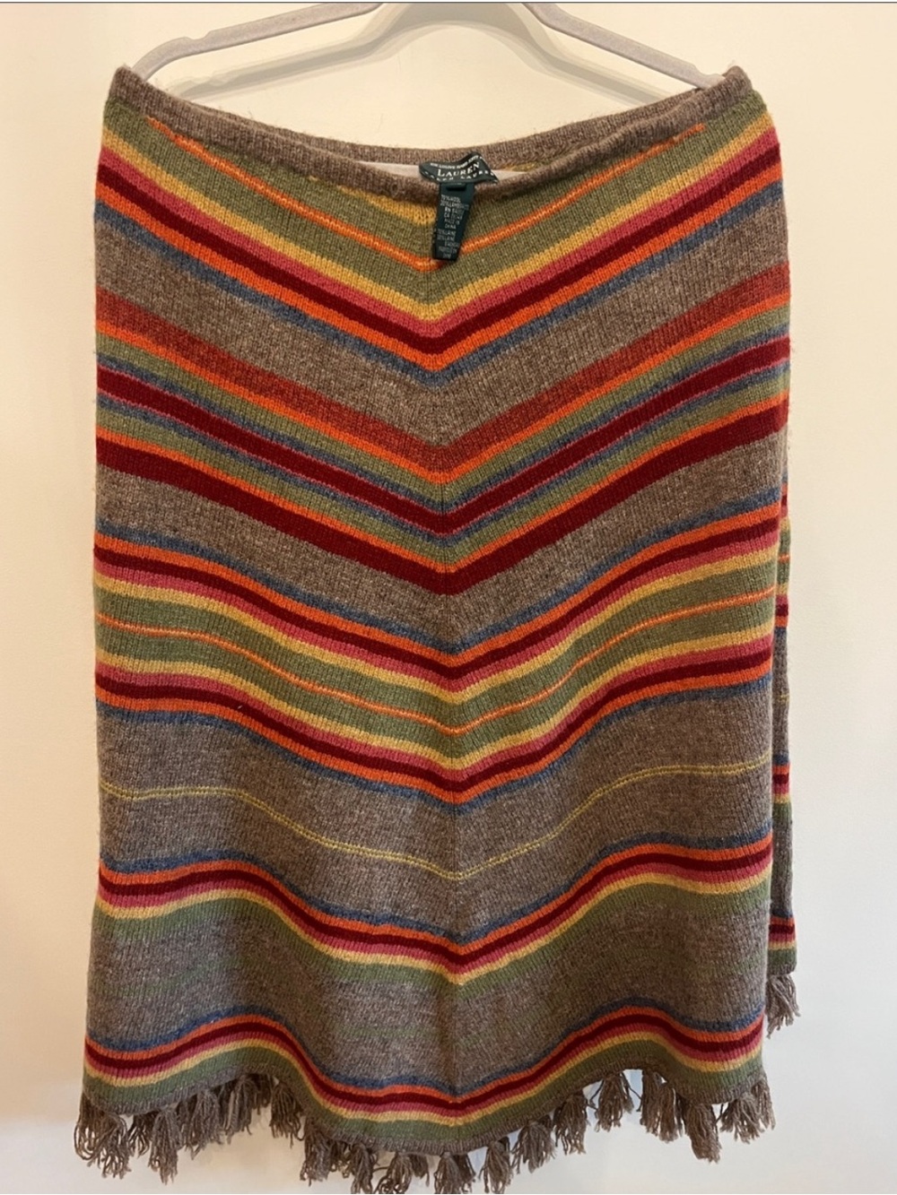 Lauren Ralph Lauren Gray Maxi Skirt with Multicolor Chevron Stripes - Picture 2 of 5